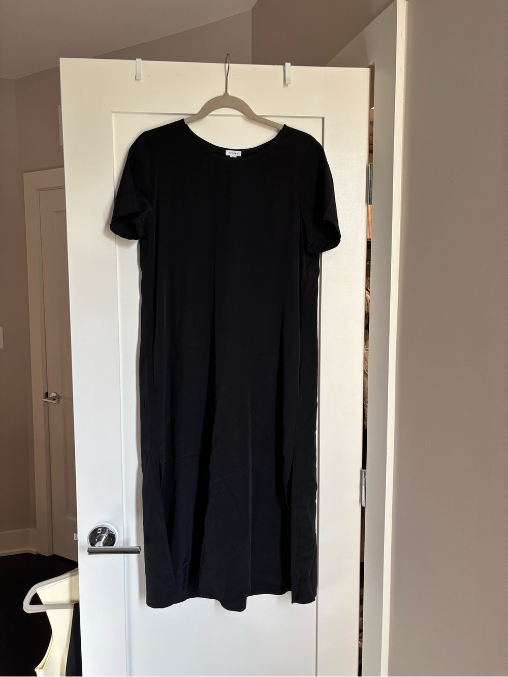 Cuyana black silk dress